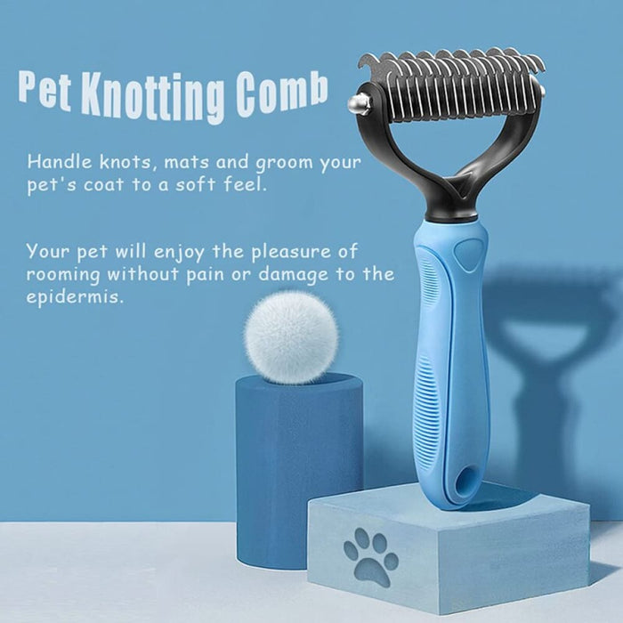 2-sided Undercoat Rake Pet Grooming Dematting Comb Brush