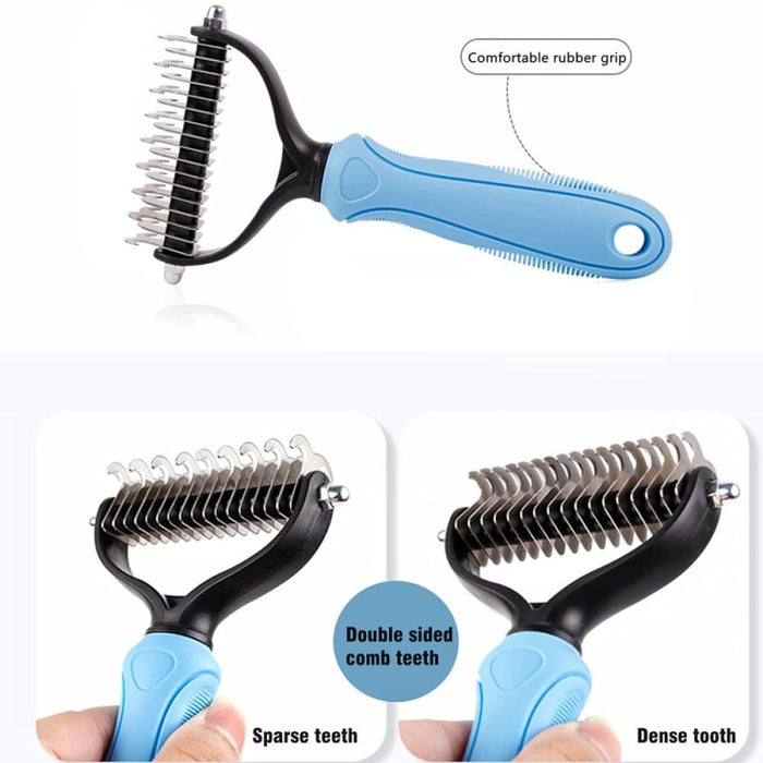 2-sided Undercoat Rake Pet Grooming Dematting Comb Brush