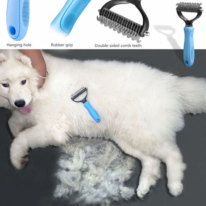 2-sided Undercoat Rake Pet Grooming Dematting Comb Brush