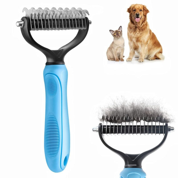 2-sided Undercoat Rake Pet Grooming Dematting Comb Brush