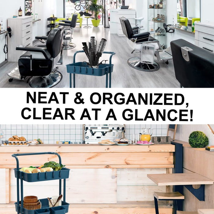 2 Tier Blue Trolley Cart Storage Utility Rack Organiser