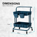 2 Tier Blue Trolley Cart Storage Utility Rack Organiser