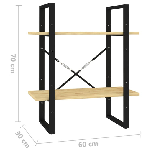 2 - tier Book Cabinet 60x30x70 Cm Solid Pine Wood Nblatx