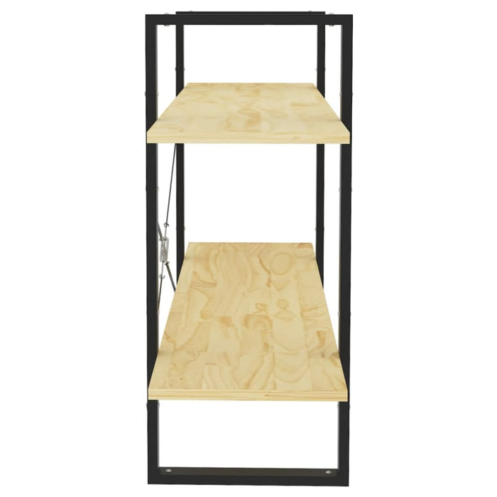 2-tier Book Cabinet Solid Pine Wood Nblaix