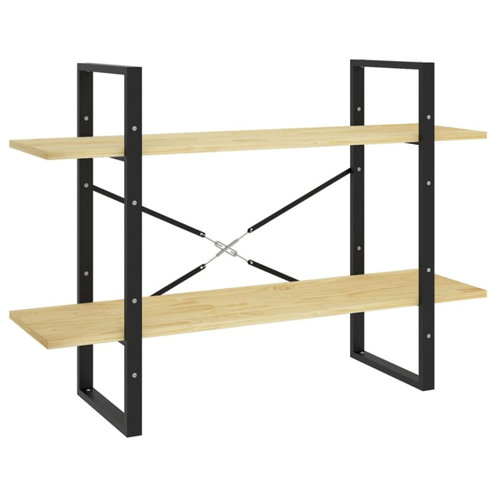 2-tier Book Cabinet Solid Pine Wood Nblaix