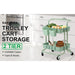 2 Tier Green Trolley Cart Storage Utility Rack Organiser