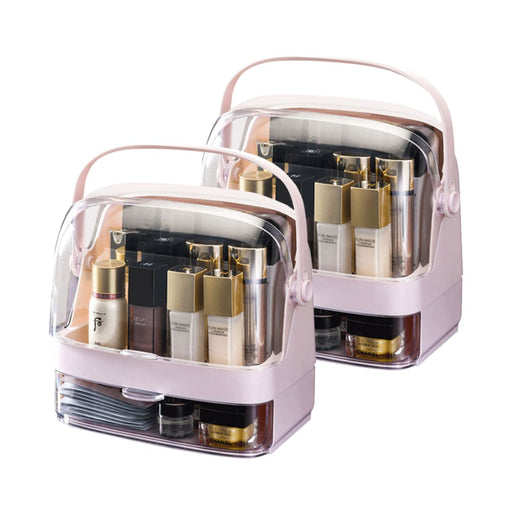 2x 2 Tier Pink Countertop Makeup Cosmetic Storage Organiser