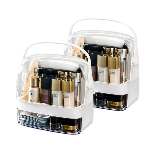 2x 2 Tier White Countertop Makeup Cosmetic Storage Organiser