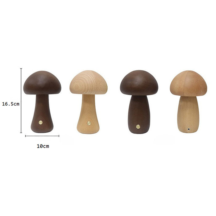 Vibe Geeks Wooden Mushroom LED Night Light for Bedroom - USB Rechargeable