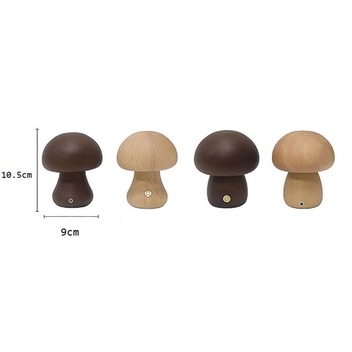 Vibe Geeks Wooden Mushroom LED Night Light for Bedroom - USB Rechargeable