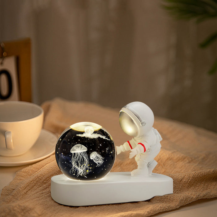 Vibe Geeks Astronaut 3D Crystal Ball Night Light for Home Décor - USB Plugged In