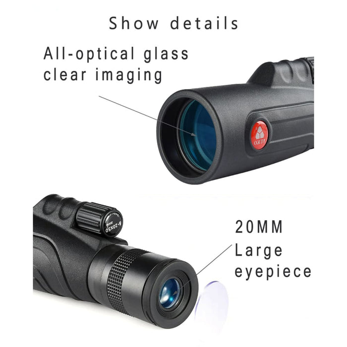 20x50 Monocular High Powered Zoom Telescope with Optical