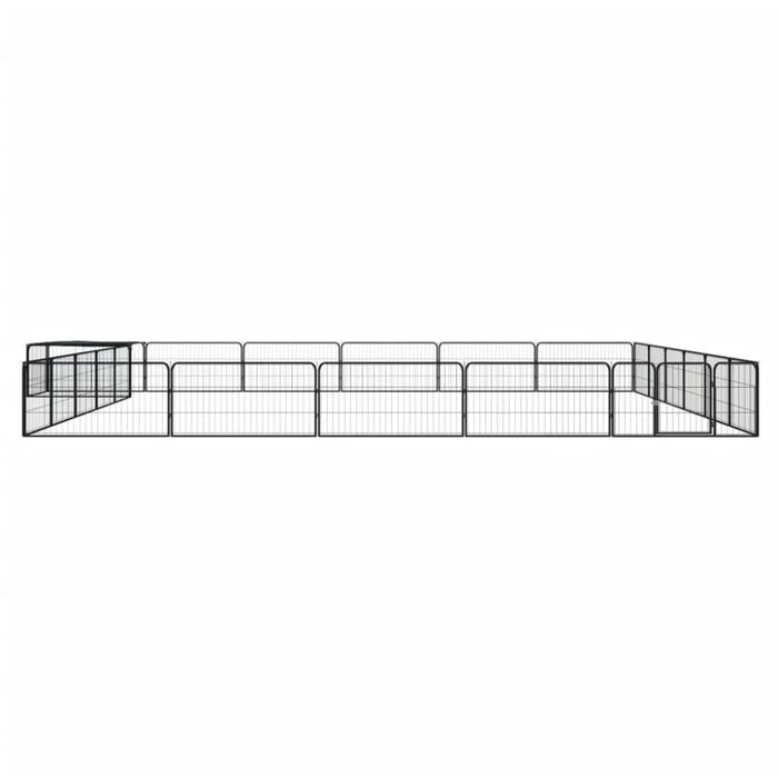 24-panel Dog Playpen Black 100x50 Cm Powder-coated Steel