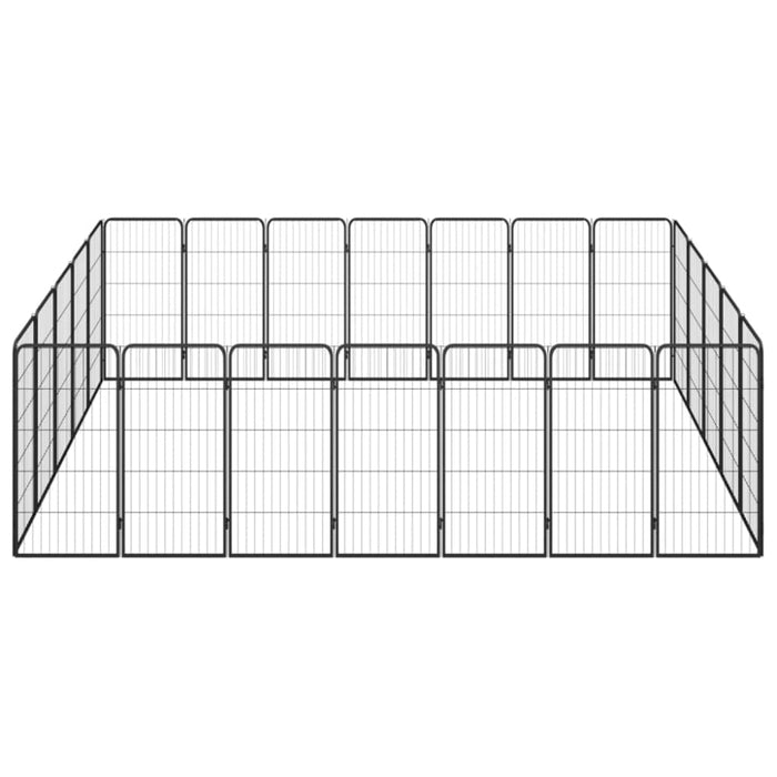24-panel Dog Playpen Black 50x100 Cm Powder-coated Steel