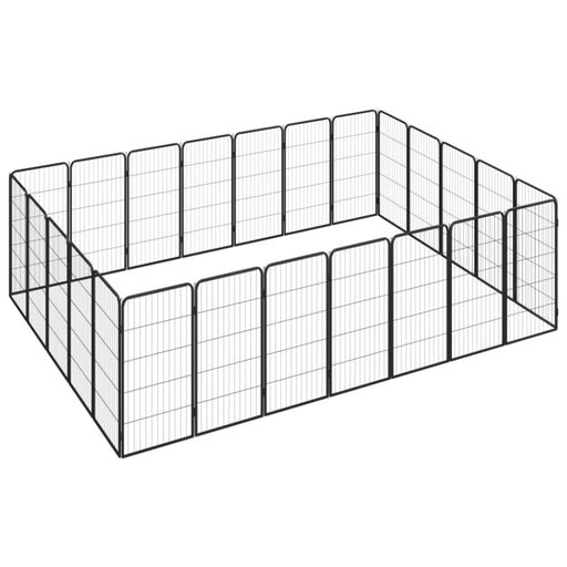 24-panel Dog Playpen Black 50x100 Cm Powder-coated Steel