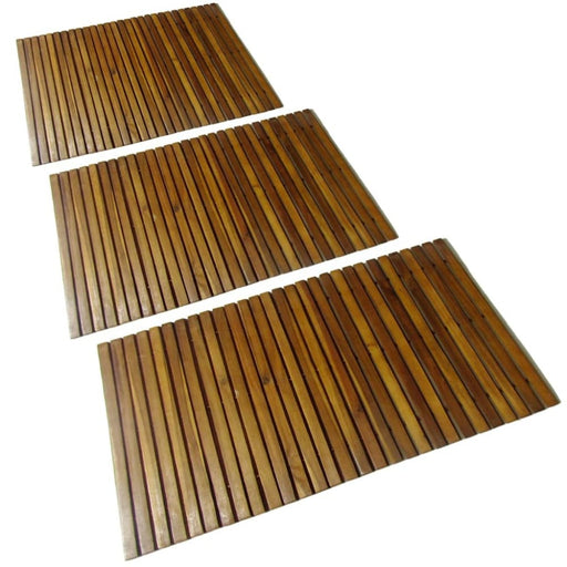 3 Pcs Acacia Bath Mat 80 x 50 Cm Xioilk