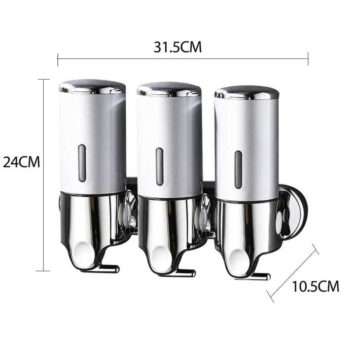 3 Bottles Bathroom Shower Soap Shampoo Gel Dispenser Pump
