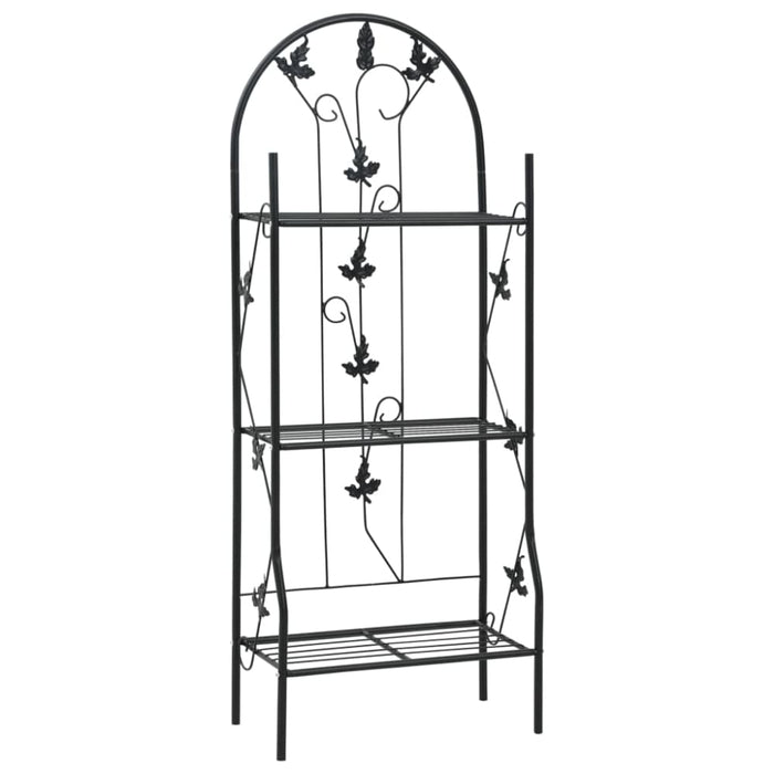 3-layer Plant Rack Black 52x28x128 Cm Iron Aibki