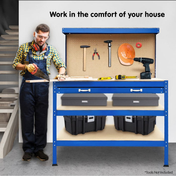 3-layered Work Bench Garage Storage Table Tool Shop Shelf-