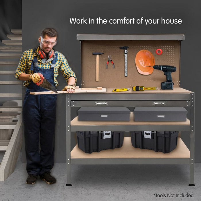 3-layered Work Bench Garage Storage Table Tool Shop Shelf