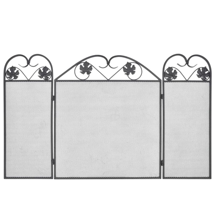 3-panel Fireplace Screen Iron Black Xaxbbp