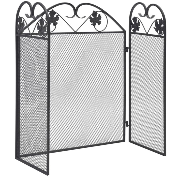 3-panel Fireplace Screen Iron Black Xaxbbp