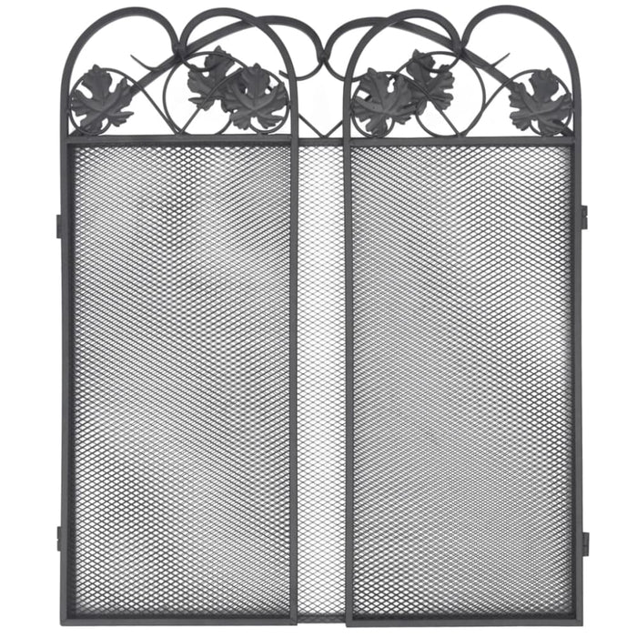 3-panel Fireplace Screen Iron Black Xaxbbp