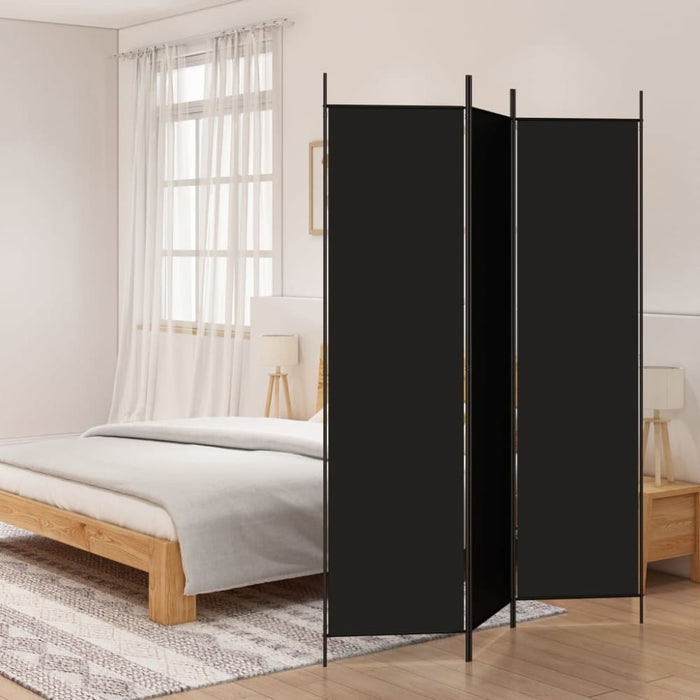 3-panel Room Divider Black 150x200 Cm Fabric Tpbono