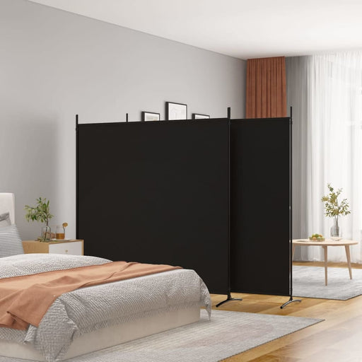 3-panel Room Divider Black 525x180 Cm Fabric Tpbxno