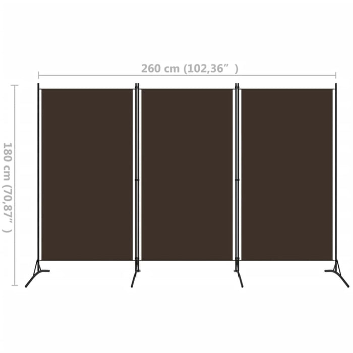 3 Panel Room Divider Brown Gl20