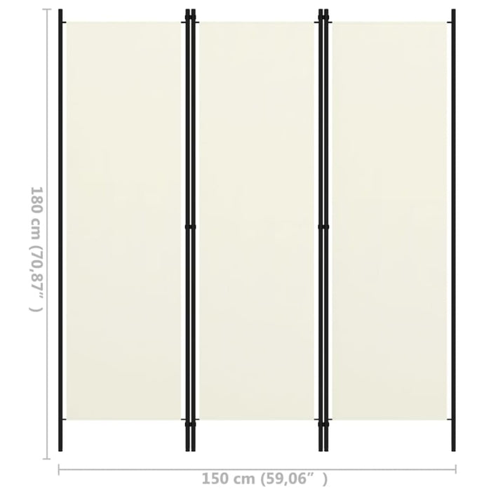 3 Panel Room Divider Cream White Gl4815