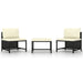 3 Piece Garden Sofa Set with Cushions Black Poly Rattan