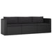 3 Piece Garden Sofa Set with Cushions Poly Rattan Black