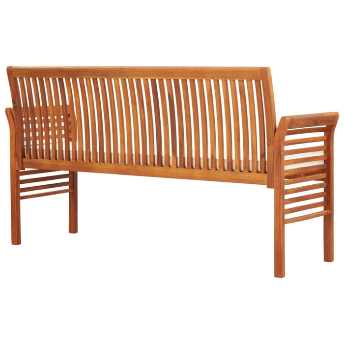 3-seater Garden Bench with Cushion Solid Acacia Wood Apkln