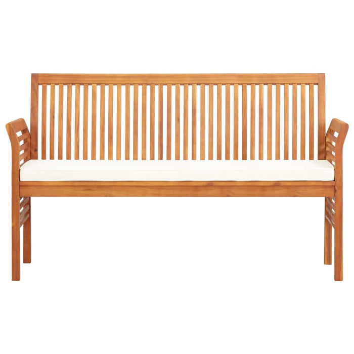3-seater Garden Bench with Cushion Solid Acacia Wood Apkln