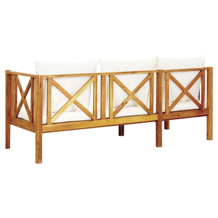 3-seater Garden Bench with Cushions Solid Acacia Wood Tobtbk