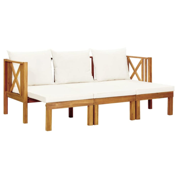 3-seater Garden Bench with Cushions Solid Acacia Wood Tobtbk