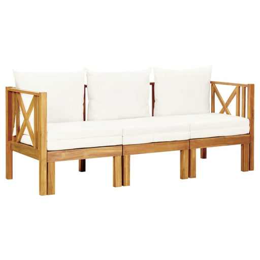 3-seater Garden Bench with Cushions Solid Acacia Wood Tobtbk