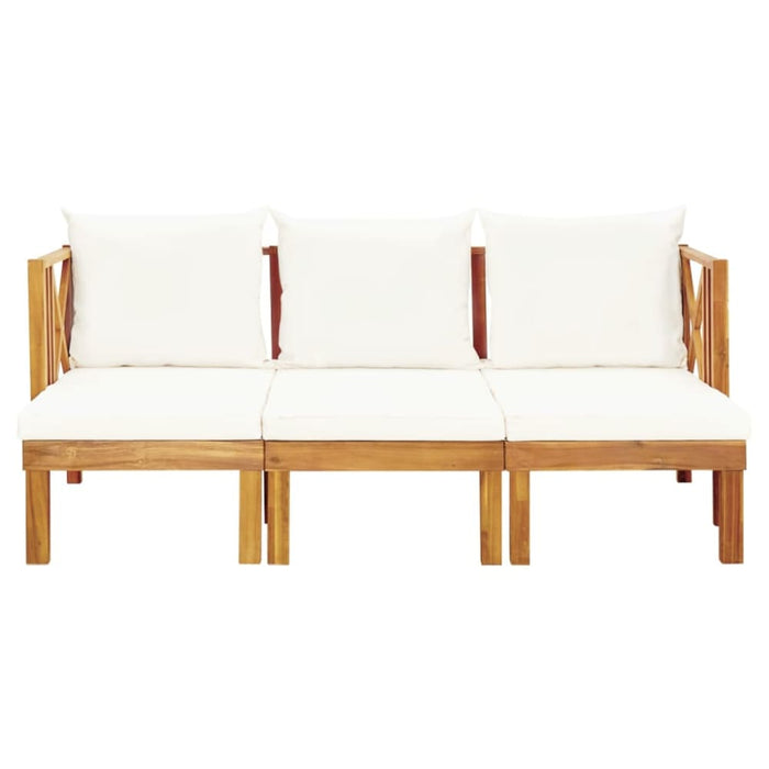 3-seater Garden Bench with Cushions Solid Acacia Wood Tobtbk