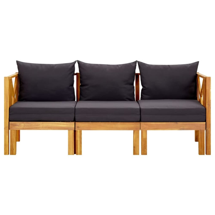3-seater Garden Bench with Cushions Solid Acacia Wood Tobtob