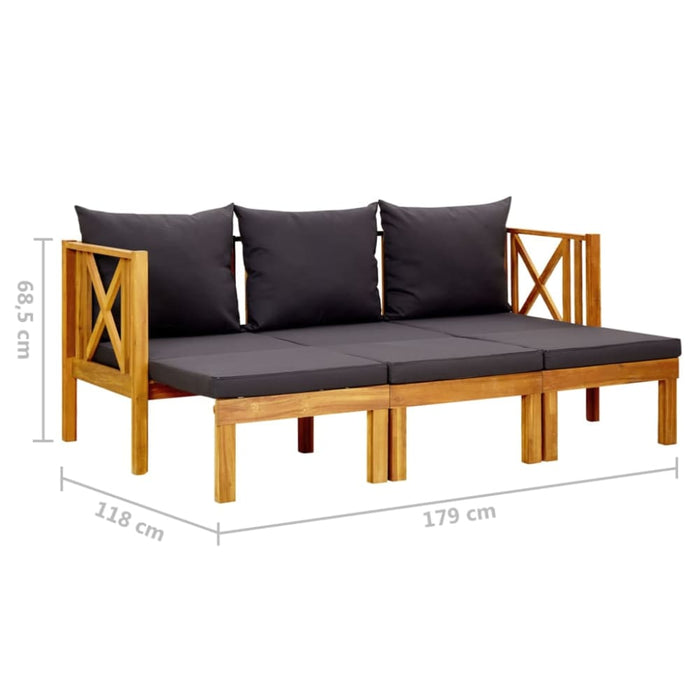 3-seater Garden Bench with Cushions Solid Acacia Wood Tobtob