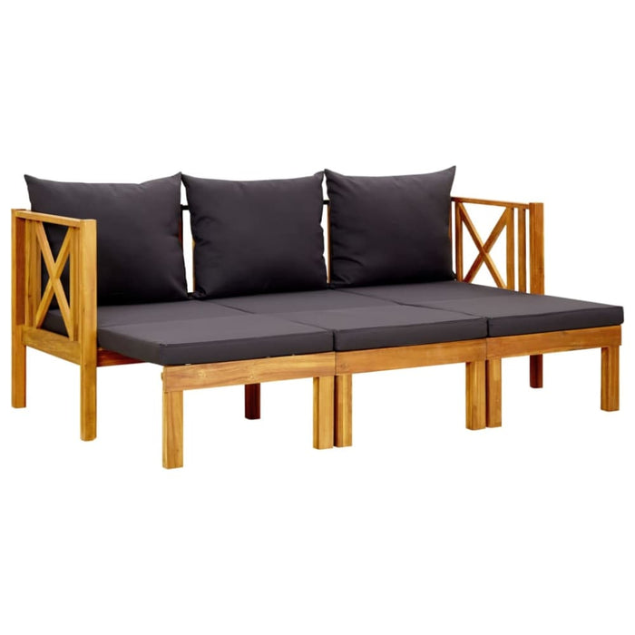 3-seater Garden Bench with Cushions Solid Acacia Wood Tobtob
