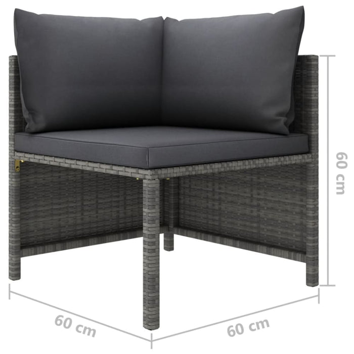 3-seater Garden Sofa with Cushions Grey Poly Rattan Totakk