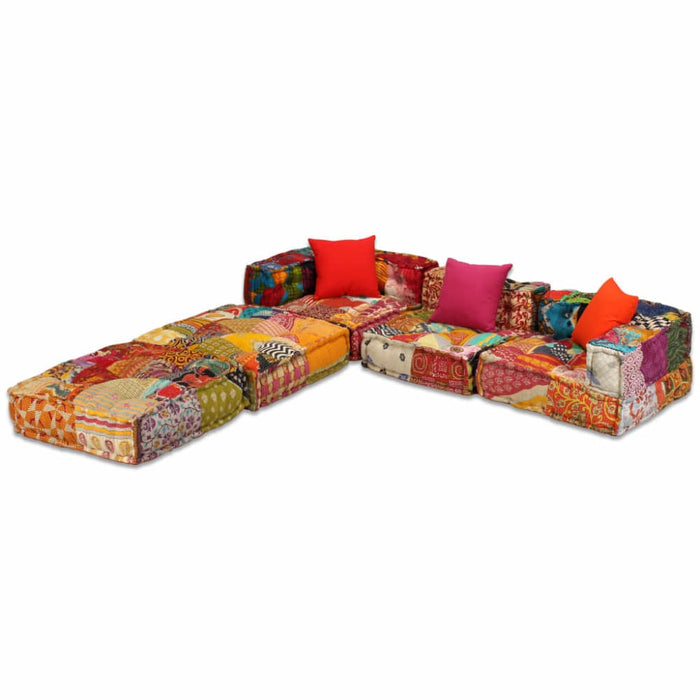 3-seater Modular Pouffe Patchwork Fabric Xaakik