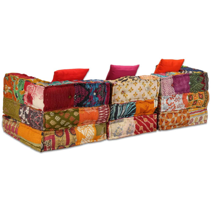 3-seater Modular Pouffe Patchwork Fabric Xaakik