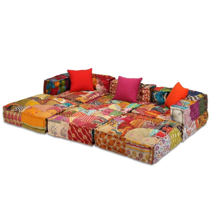 3-seater Modular Pouffe Patchwork Fabric Xaakik