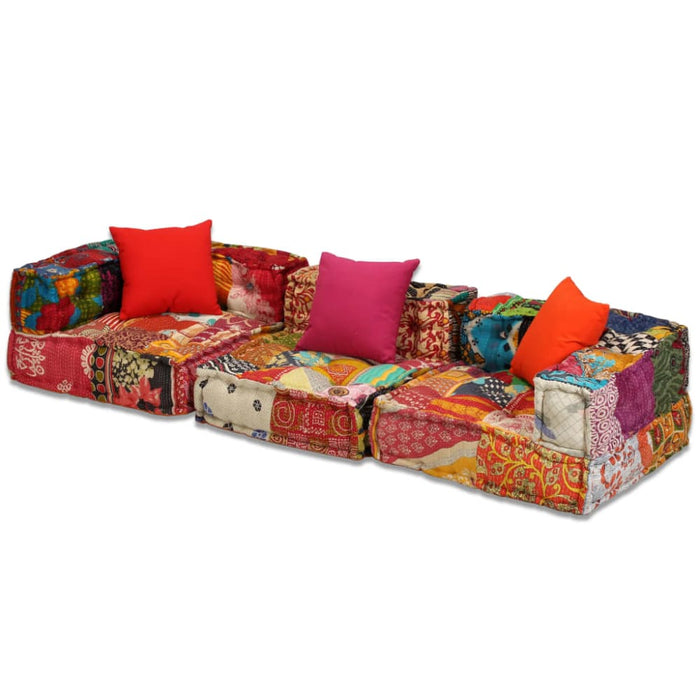 3-seater Modular Pouffe Patchwork Fabric Xaakik