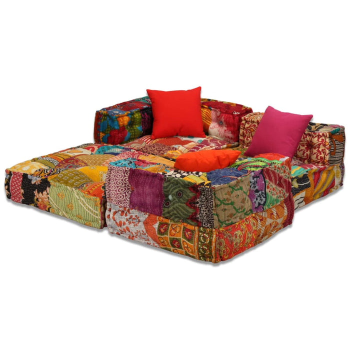3-seater Modular Pouffe Patchwork Fabric Xaakik
