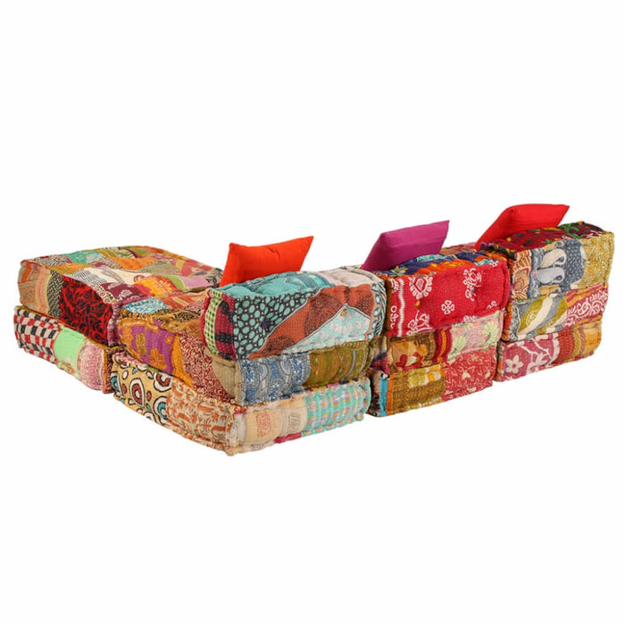 3-seater Modular Pouffe Patchwork Fabric Xaaknt