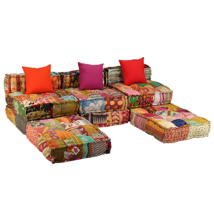 3-seater Modular Pouffe Patchwork Fabric Xaaknt